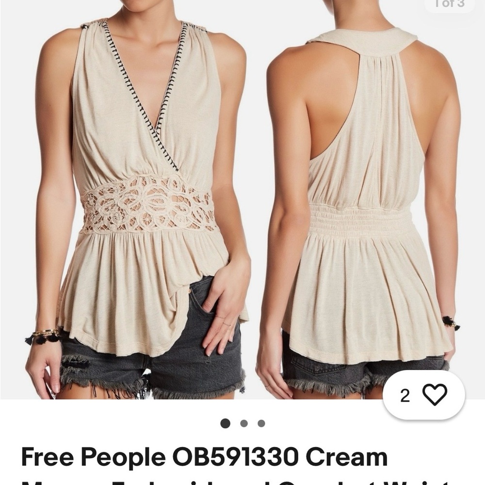 Free People Beige Sleeveless Blouse